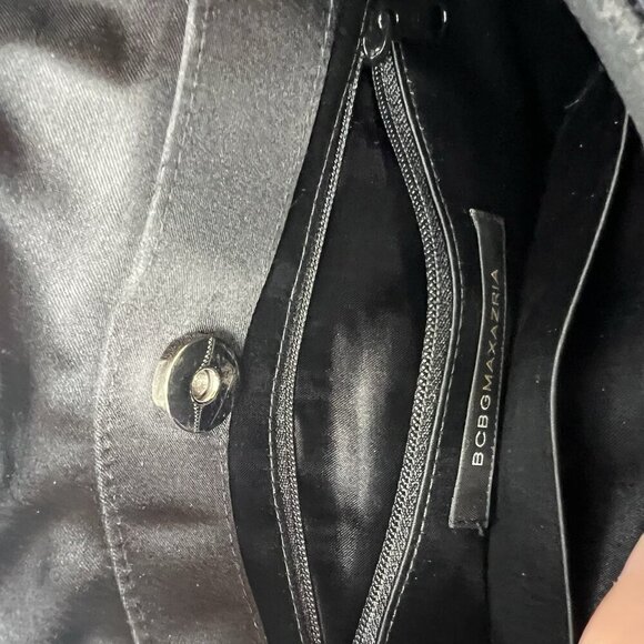 BCBGMAXAZRIA Black Navy Striped Mesh Shoulder Bag Chain Strap Evening Party HOCO - Picture 12 of 13